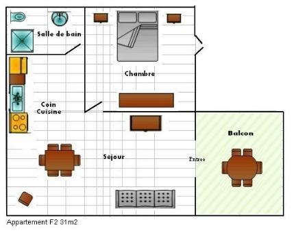 F2 de 33m²  : (2 à 5 personnes)